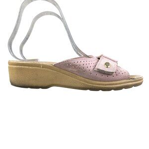 Fly Flot Women's Size 38 Purple Leather Open Toe Anatomic Wedge Sandals FAIR